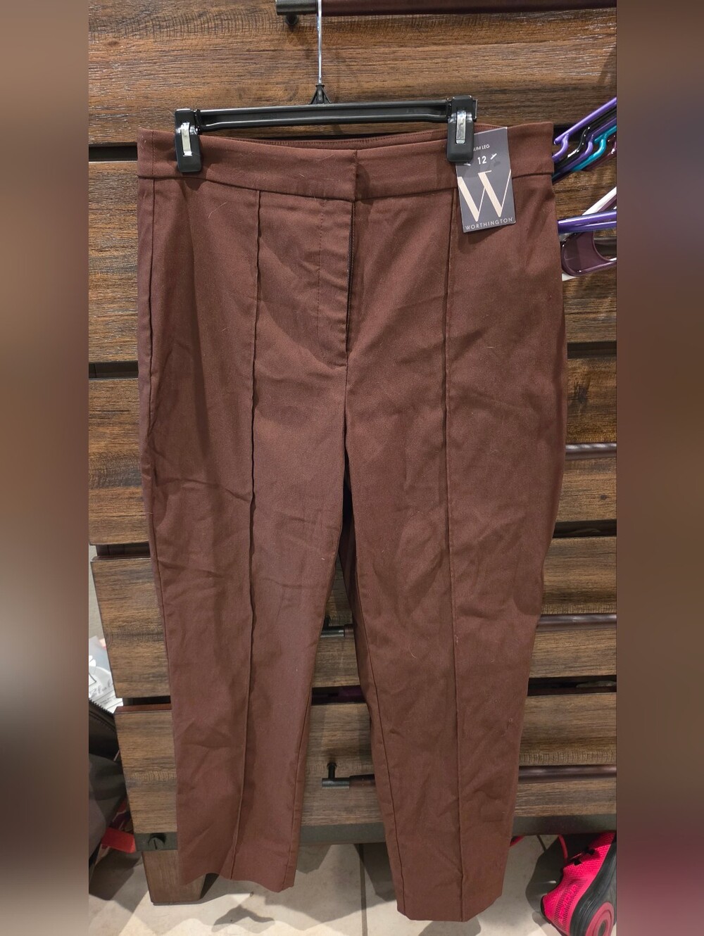 Worthington Work to Weekend Brown Tailored Pants Slim 12 NEW